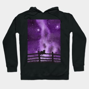 Night full of Sky Purple Watercolor Galaxy Painting Hoodie